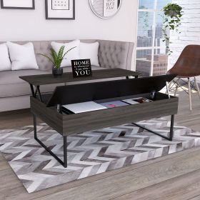 Lift Top Coffee Table Wuzz, Two Legs, Two Shelves, Carbon Espresso / Black Wengue Finish (Color: as Pic)