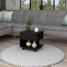 Lift Top Coffee Table Mercuri, Casters, Black Wengue Finish (Color: Black)