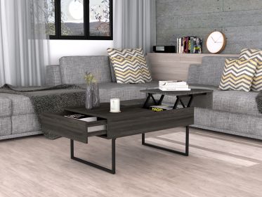 Lift Top Coffee Table 2 Dazza, One Drawer, Carbon Espresso / Onyx Finish (Color: as Pic)